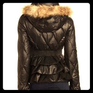 Juicy Couture Faux-Fur-Trim Puffer Jacket, Black